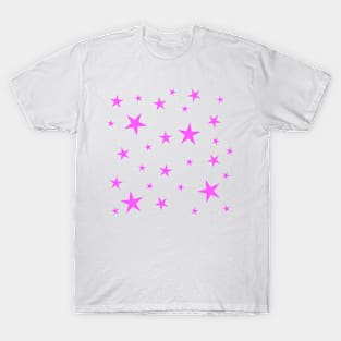 Bright Pink Stars Pattern T-Shirt